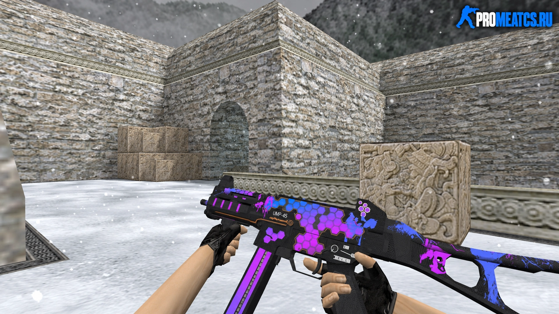 HD UMP-45 «Cyberpunk» с анимацией осмотра — модель оружия для Counter-Strike 1.6