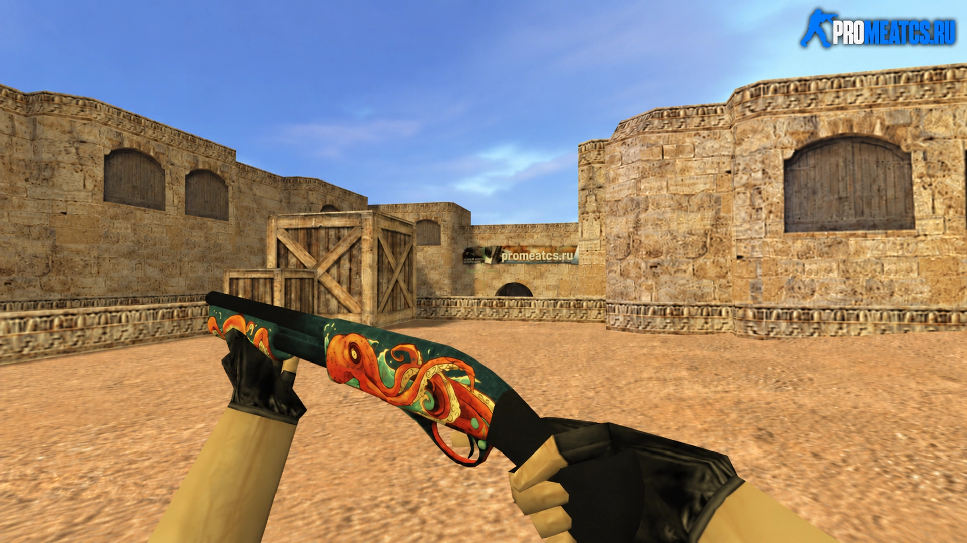 HD Sawed-Off «Kraken» с анимацией осмотра — модель оружия для Counter-Strike 1.6